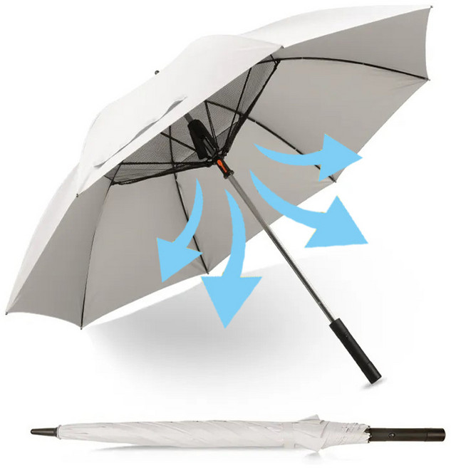 USB 충전식 선풍기 장우산 / 자외선 UV 차단 골프장 양우산