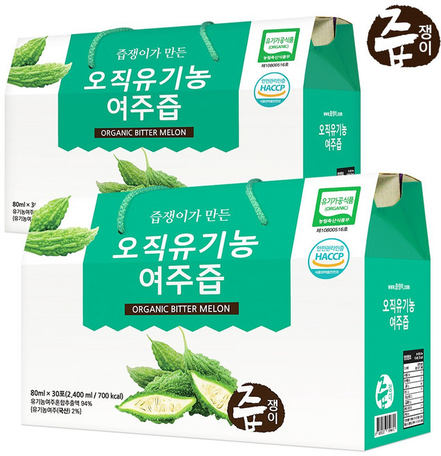 즙쟁이 유기농 여주즙 60포, 2개, 2.4L