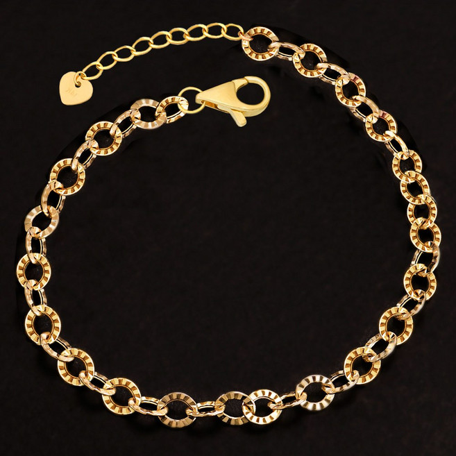 에바주얼리 일루미 할로우 오벌컷팅 커플 금 체인 팔찌 14K 18K 팔찌 선물