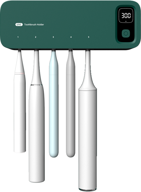 SERENDI UVC 칫솔살균기 벽걸이 무타공 팬건조 5구 USB-C, 딥 그린
