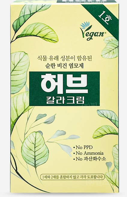 동성제약 허브칼라크림 1호 진한흑색 순한 비건염모제 새치염색약, 1개