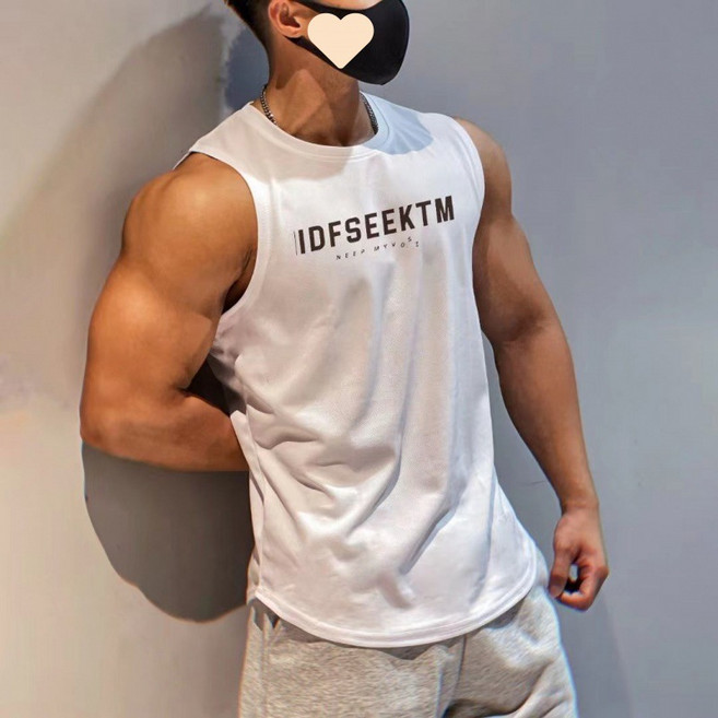 여름 남자 나시 민소매 캐주얼 스포츠 땀 흡수 속건 티셔츠