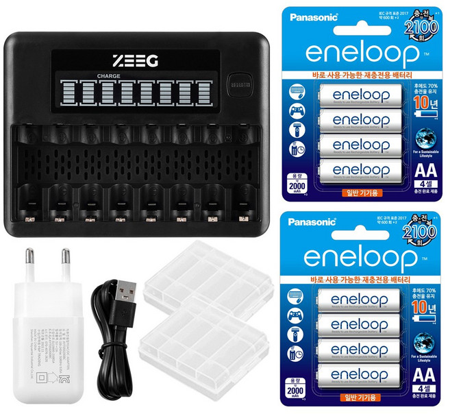 지그 스마트 8구 LCD 충전기 + 에네루프 충전지 세트, 1개