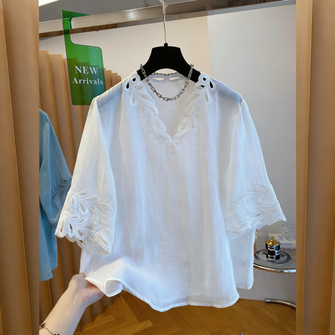 루스리더 여성 슬림핏 패션 레이스 블라우스 ES90