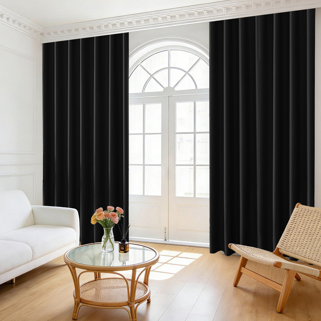 와이스타일 100% 단열 암막커튼 거실 커튼 고밀도 암막커튼 암막커튼 아일렛형 암막커튼 2P 세트