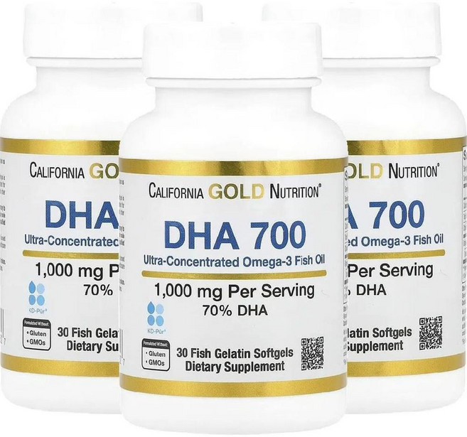 CGN DHA700 오메가3 고농축 피쉬 오일 Omega 3 1000mg 30젤 3병, 3개
