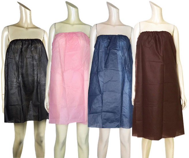 [하이원테크] 일회용 부직포 에스테틱 가운 (10장) 일회용 위생가운 찜질복 에스테틱 가운 왁싱샵 피부관리실 위생가운 병원 검진복 여행용 샤워가운 비침없는 가운 원피스형 가운, 1개, 브라운