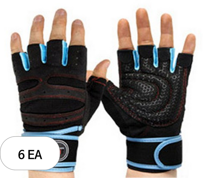 트로비스 헬스 반장갑 TG8500, 6세트, 블루