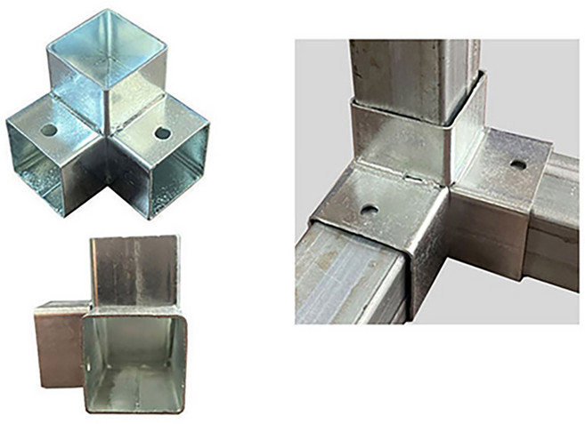 맥스 사각파이프조인트 25mm 3구 사각파이프연결 체결 고정 철물자재, 1개