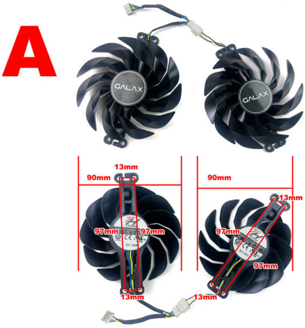 그래픽 카드 팬 교체 RTX4060 4070 GPU 팬 GALAX GeForce RTX4060TI 4070 SUPER 1-클릭 OC 2X V2 비디오 카드 팬용, [02] A