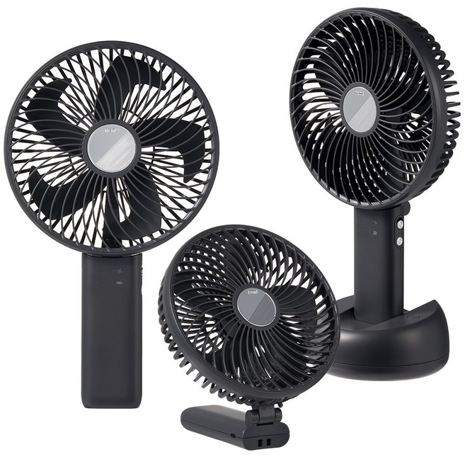 프롬비 빅사이즈 파워풀 손선풍기 051BFPC + 회전 거치대 세트, 쿨그레이