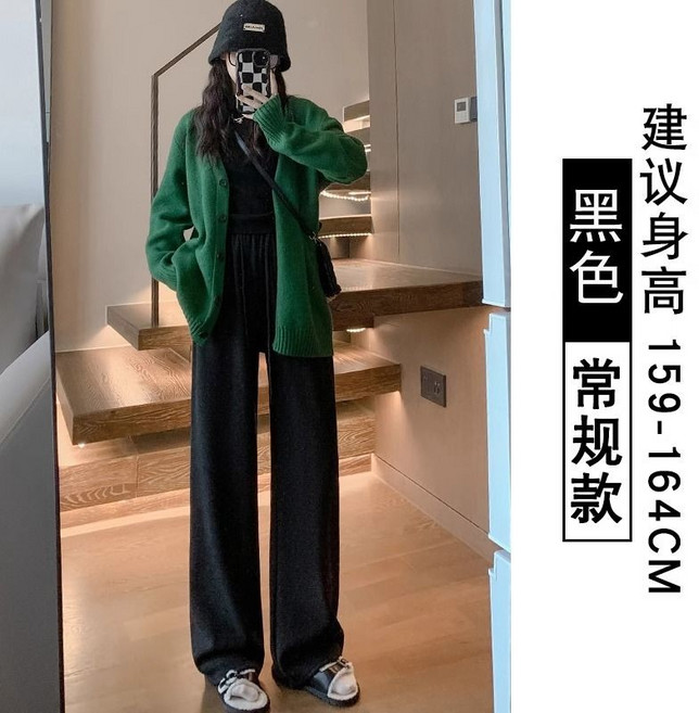 加絨糯米褲女秋冬季2024新款高腰闊腿加厚羊羔絨棉褲寬鬆直筒慵懶