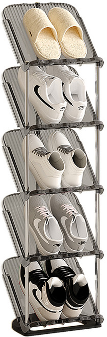 호밍사이 접이식 신발장 현관 신발장 폴딩 신발 틈새 수납 정리대, 5단, 1개, 투명 그레이
