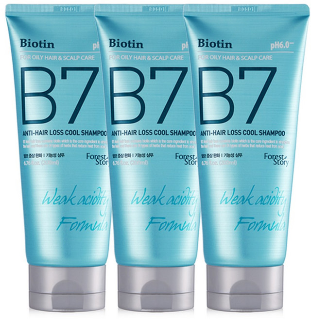 포레스트스토리 B7 안티헤어로스 쿨 샴푸 멘톨향, 200ml, 3개