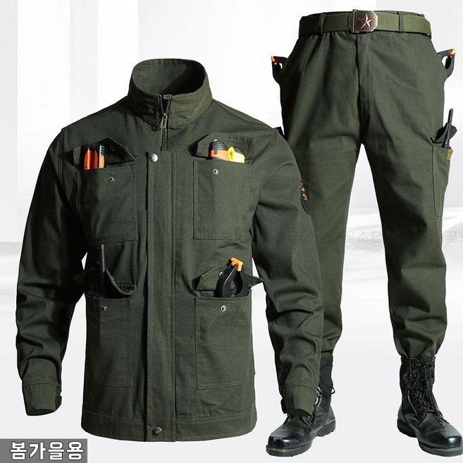 꽃소담 남자 하이넥 집업 작업복세트 봄가을 현장복 정비복 용접 캠핑 등산 상의 하의 MAL26A1341