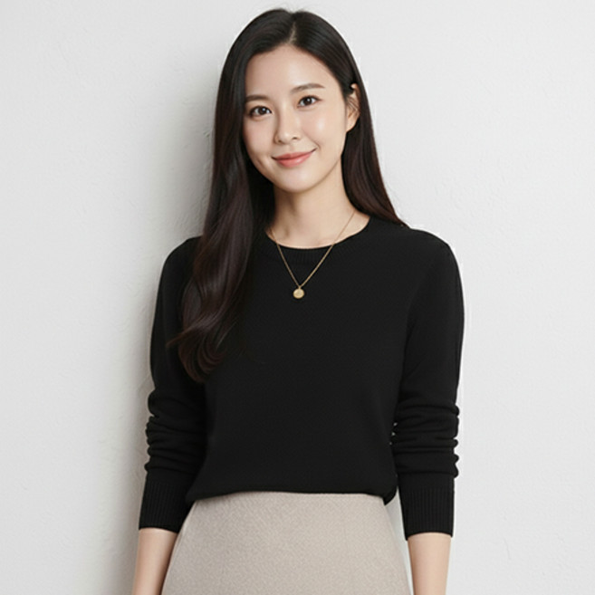 디커스텀 여성용 라운드넥 니트 티셔츠