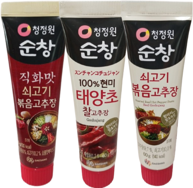 YJS 튜브형고추장 여행용 고추장 해외여행용 캠핑용 휴대용 튜브 쇠고기 직화 태양초 3종세트 최신제품, 3개, 60g