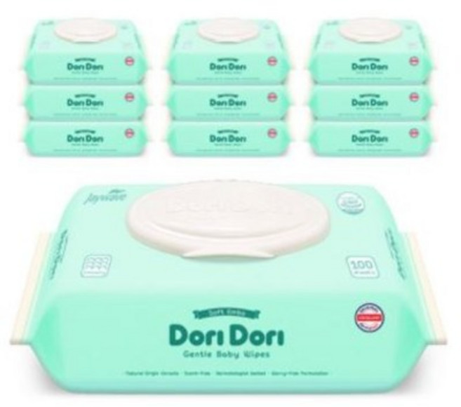 도리도리 소프트엠보 아기물티슈 캡형 55gsm, 100개입, 10세트