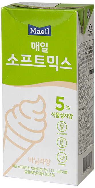 매일 소프트믹스 식물성지방5% 바닐라향 1L 실온보관 이중포장, 2개