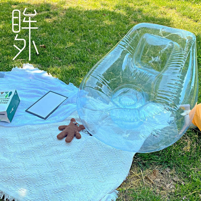 懶人沙發 單人臥室 可愛小型沙發, 只能充氣款透明289大沙發 腳踩泵