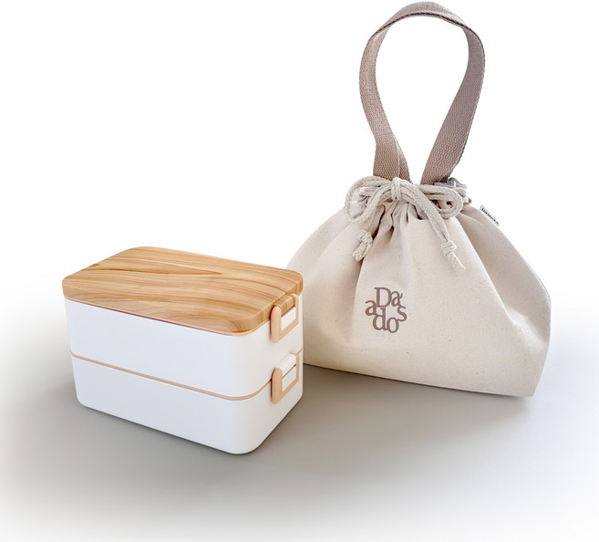 다소다 웜 스텐 도시락 + 로고 보온가방 세트, 1세트, 화이트웜스텐+아이보리 로고가방세트