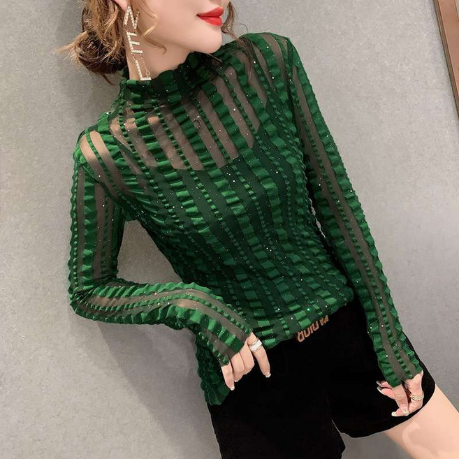 댄스복 아랑 하이넥 시스루 목티 얇은 줄무늬 고고 장구 북 무대복 난타복 빅사이즈 단체복 공연복