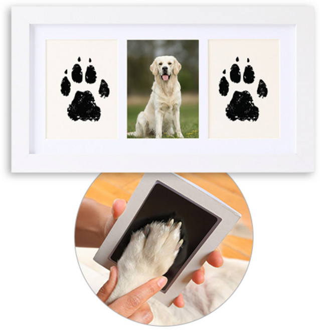 Ozingg 강아지 고양이 발도장 액자, 1개, 화이트