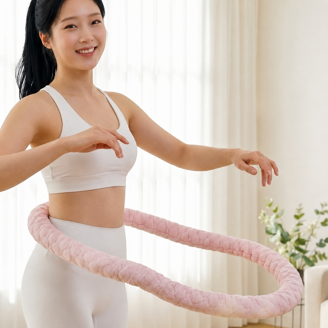 피거스 홈트 다이어트 운동기구 스프링 훌라후프, 1개, 핑크, 2kg