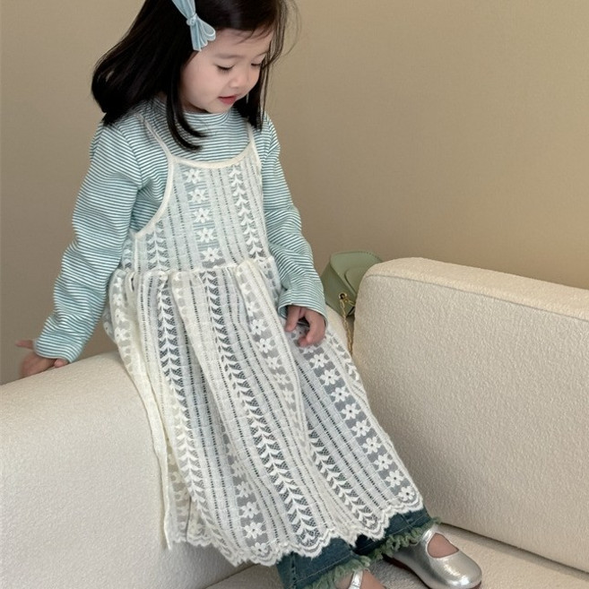 레이스 아동 레이어드 뷔스티에 원피스