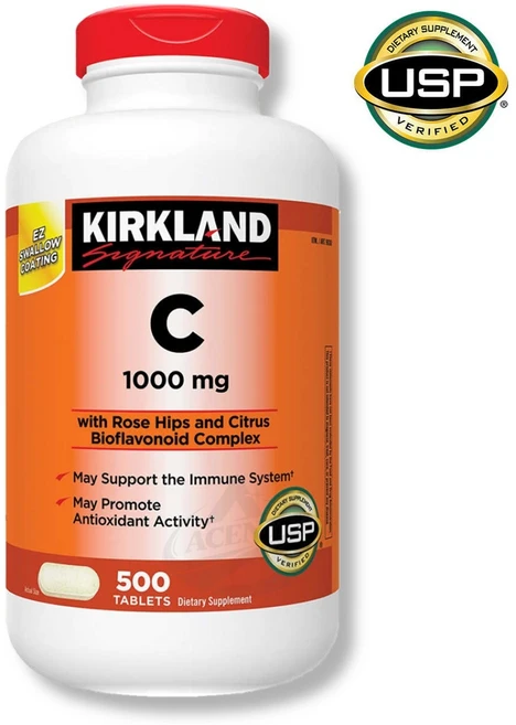 Kirkland 커클랜드 비타민 C 1000mg 로즈힙 & 시트러스 500정 1병, 1개 - 쿠팡