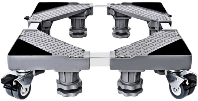 洗衣機底座/洗衣機置物架/帶煞車輪底座/加高底座/防震靜音/層架置物架, 1套, 灰色