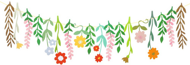 파티짱 플라워 꽃잎 가랜드 생일 파티 가든 소품 홈파티 브라이덜 샤워 봄 리스, 가든 꽃잎 가랜드, 1개