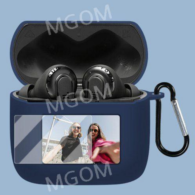 JBL TOUR PRO3 케이스 보호 커버 실리콘 액정보호 필름 무선 이어폰 호환 이어버드, 투어 프로 3, 블루+고리+액정필름, 1개