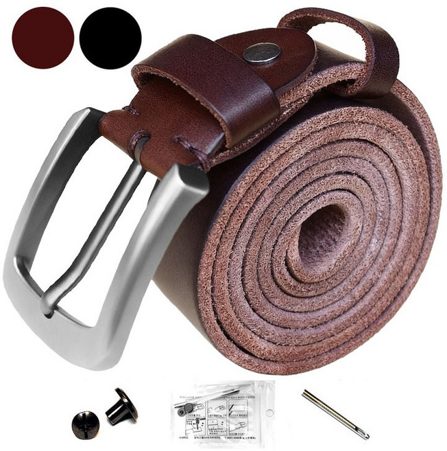 100% 통가죽 소가죽 남성 벨트 (펀칭봉+설명서+여분나사)