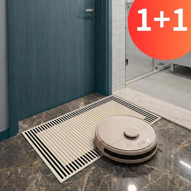 아카셀렉트 1+1 빨아쓰는 규조토 발매트 로봇청소기 러그 주방 발수건, 블랙스트라이프