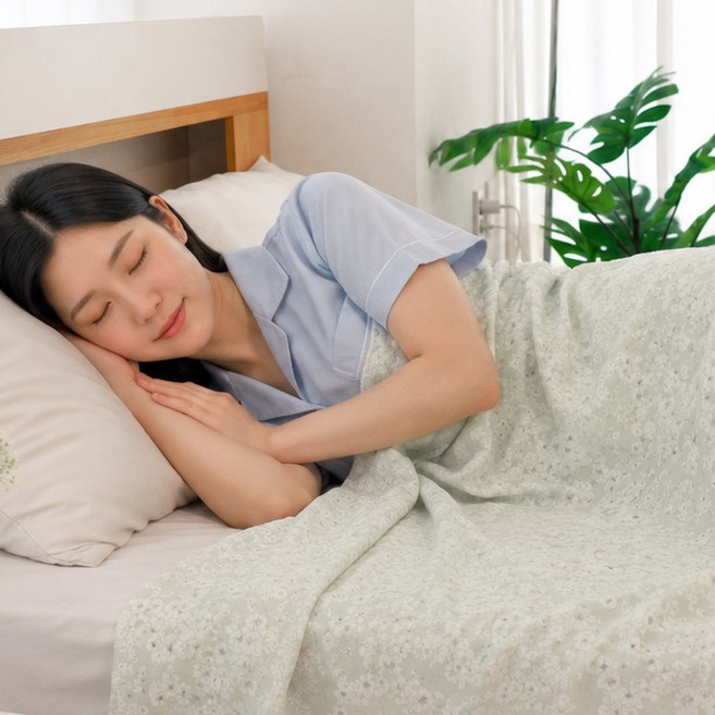 아이스 쿨링 냉감 침대 패드 바디필로우 시원한 여름, 쿨매트, 냉감이불_플라워 민트