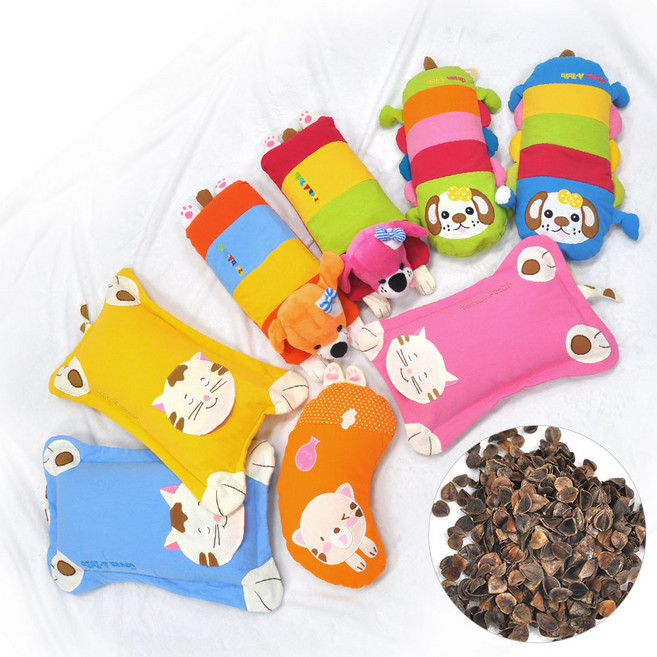 수지매트 유아 어린이 피그먼트 메밀 베개 모음 낮잠 숙면 캐릭터 반달 동물, 고양이반달 메밀베개, 핑크, 1개