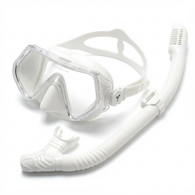 이츠라이프 세렌 물유입방지 스노클링 마스크 일안식 세트, 화이트