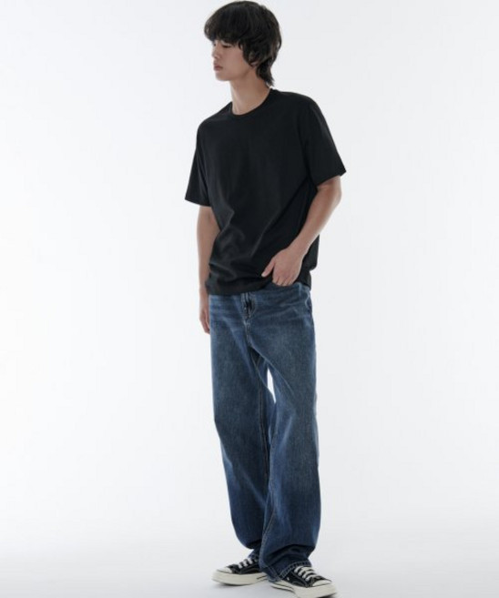 무신사 스탠다드 루즈 스트레이트 데님 팬츠 미디엄 인디고 497261