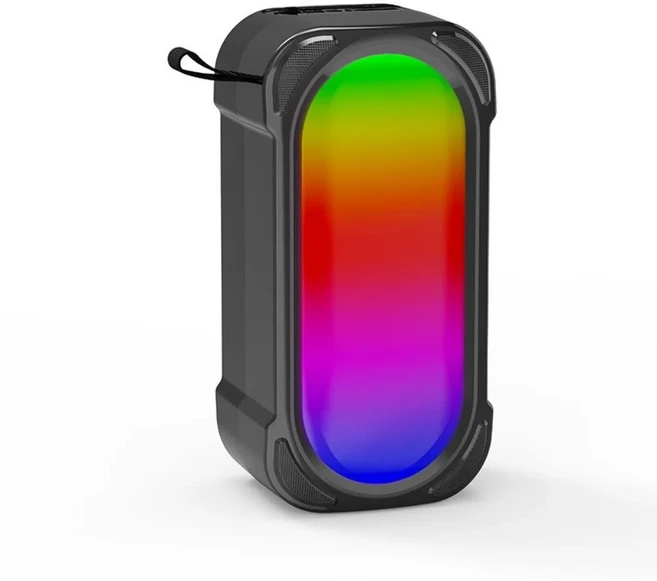 쿠쿠스토어 주변 조명 강력한 블루투스 무선 스피커 서브우퍼 LED 휴대 소형 MP3 플레이어 홈 야외, 01 Black