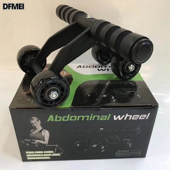 DFMEI 四輪健腹輪男女腹肌輪家用滾輪健身器材家用收腹健腹器卷腹輪, 参考详情, 黑色