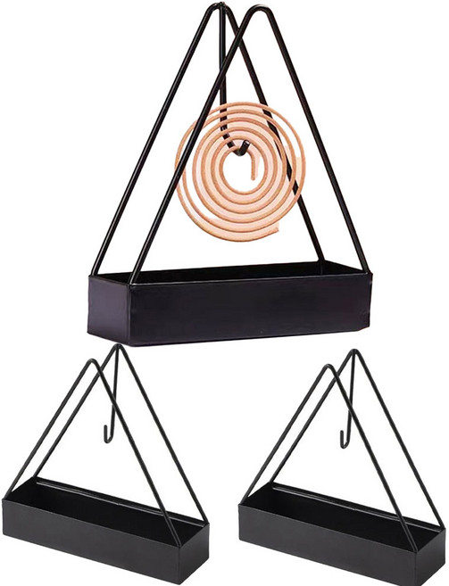 비비드 벌브 삼각 모기향 거치대 2개 세트 캠핑 연소기 모기퇴치, 블랙 + 블랙