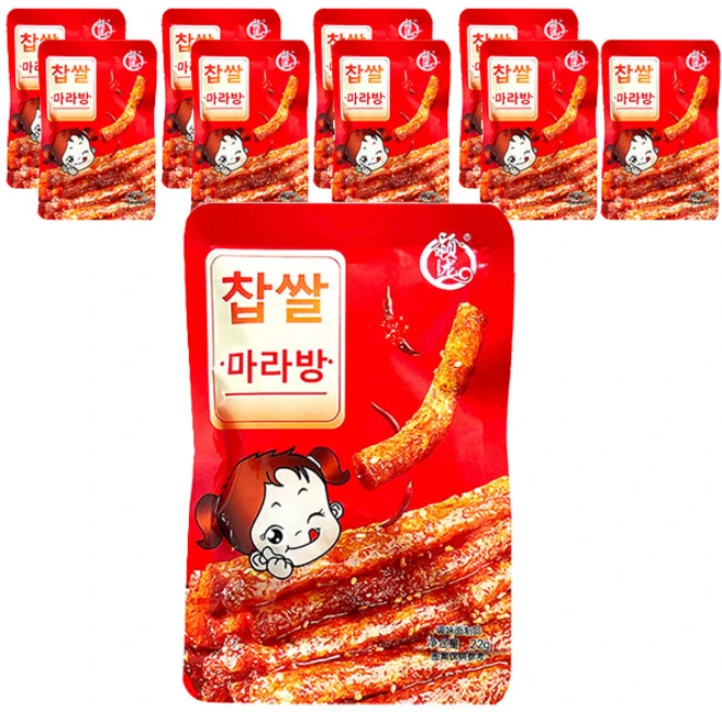 찹쌀 마라방 중국 라티아오 쫀드기 간식 미니, 10개, 22g - 쿠팡