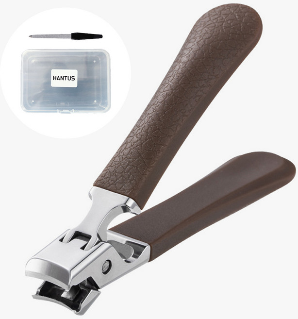 한투스 손톱깎이 손톱줄 두꺼운 발톱깎이 네일니퍼 ST501, 1세트, 브라운+줄+보관함