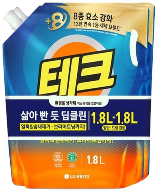 테크 삶아빤듯 딥클린 1.8L X 2입, 1개