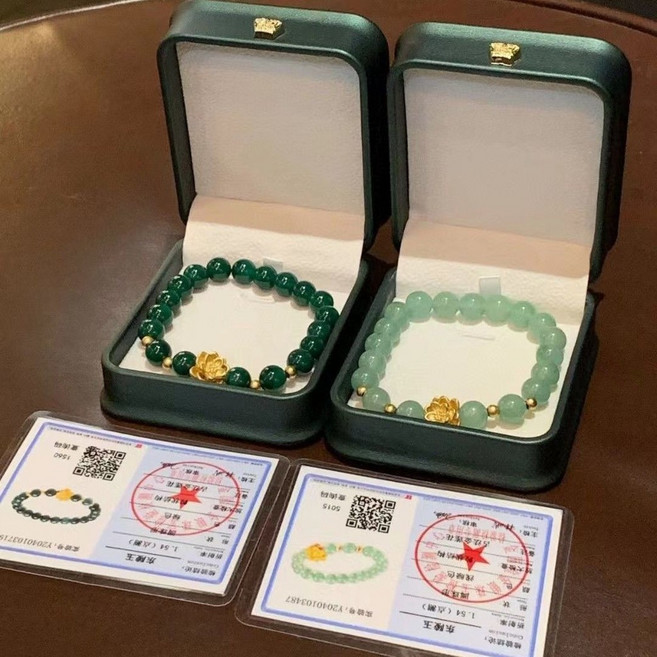 東陵玉珠好事蓮蓮手鏈 18k包金蓮花手串
