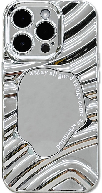 영스피플 실버 웨이브 미러 아이폰 케이스 TPU 풀커버 심플 17 16 15 14 13 12 에어 플러스 프로맥스