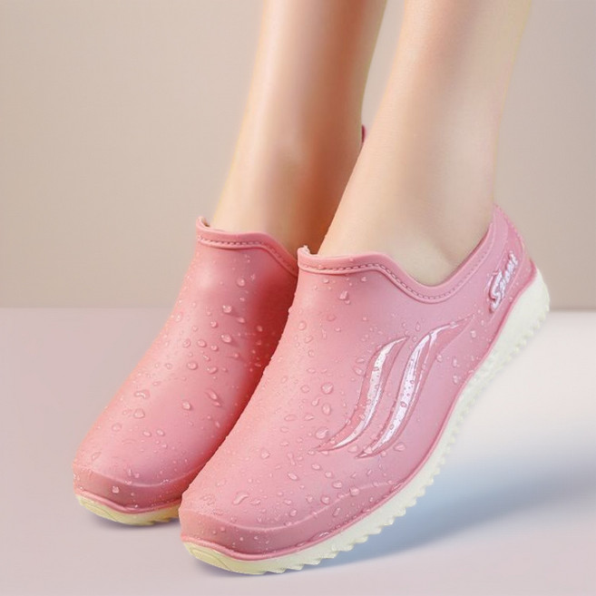 해피유통 여성 방수 미끄럼방지 PVC 소프트슈즈 가볍고 유연한 두꺼운굽 워터슈즈