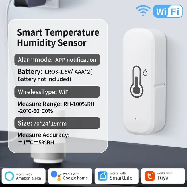 TNCE Tuya wifi 미니 스마트 스위치 16A 1/2 웨이 릴레이 제어 타이머 무선 스위치 APP 원격 제어 Alexa Go, [04] wifi sensor