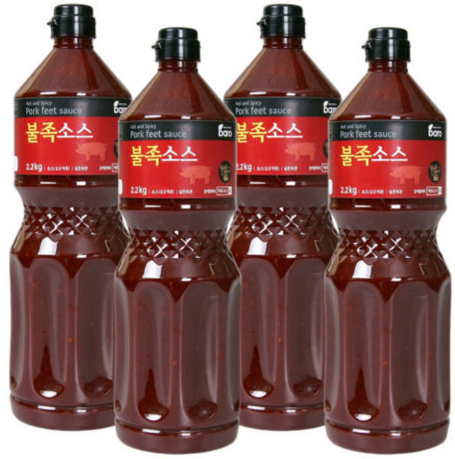 바로 불족 소스 2.2kg 매콤 매운 족발 양념장 불족발 주물럭 불향 불맛 볶음 업소용 대용량, 4개